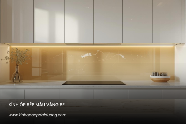Kính Ốp Bếp Màu Vàng Be