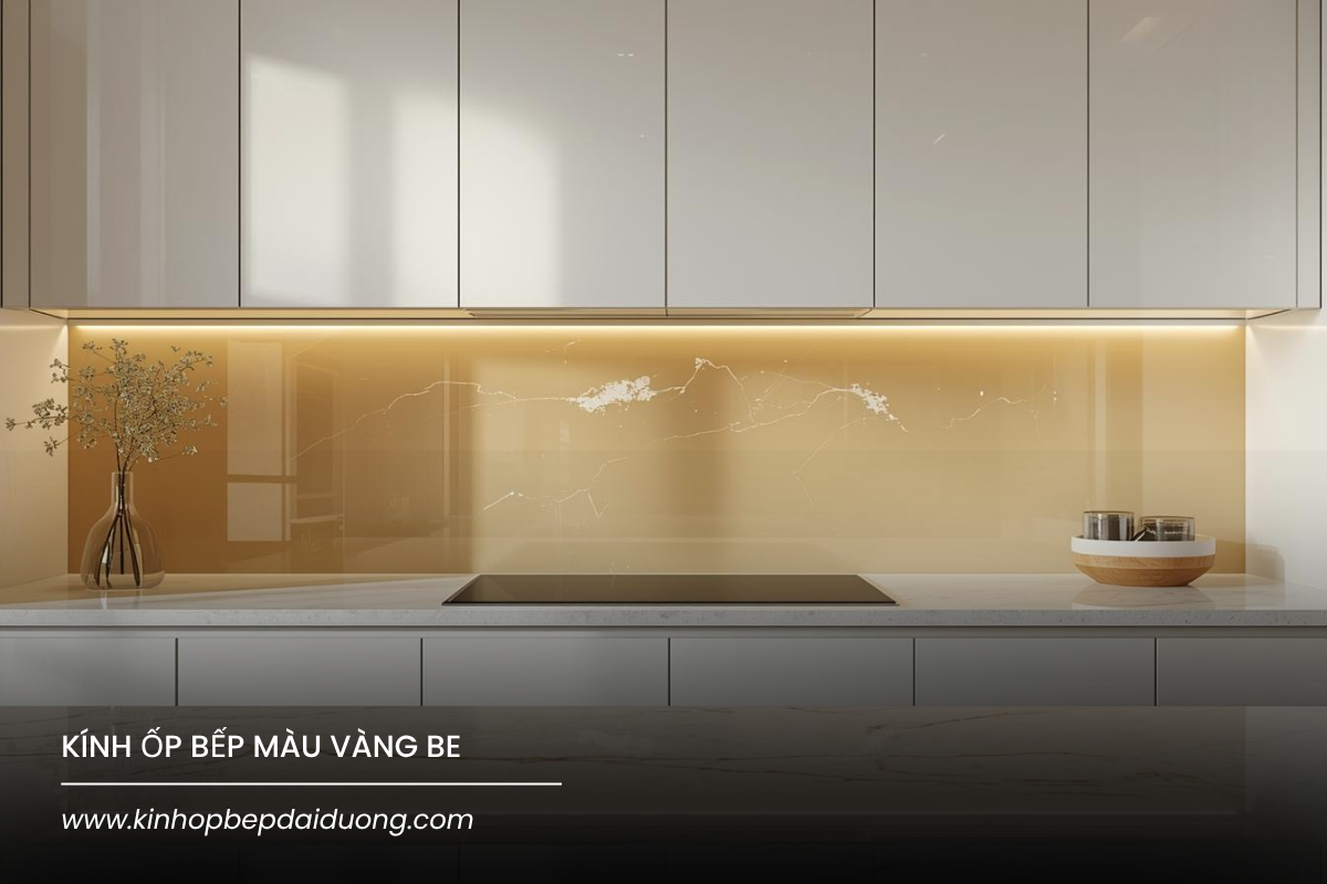 Kính Ốp Bếp Màu Vàng Be