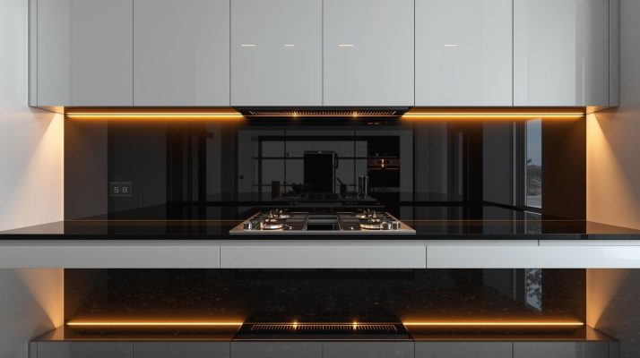 Kính Ốp Bếp Màu Đen 8 Kính ốp bếp màu đen