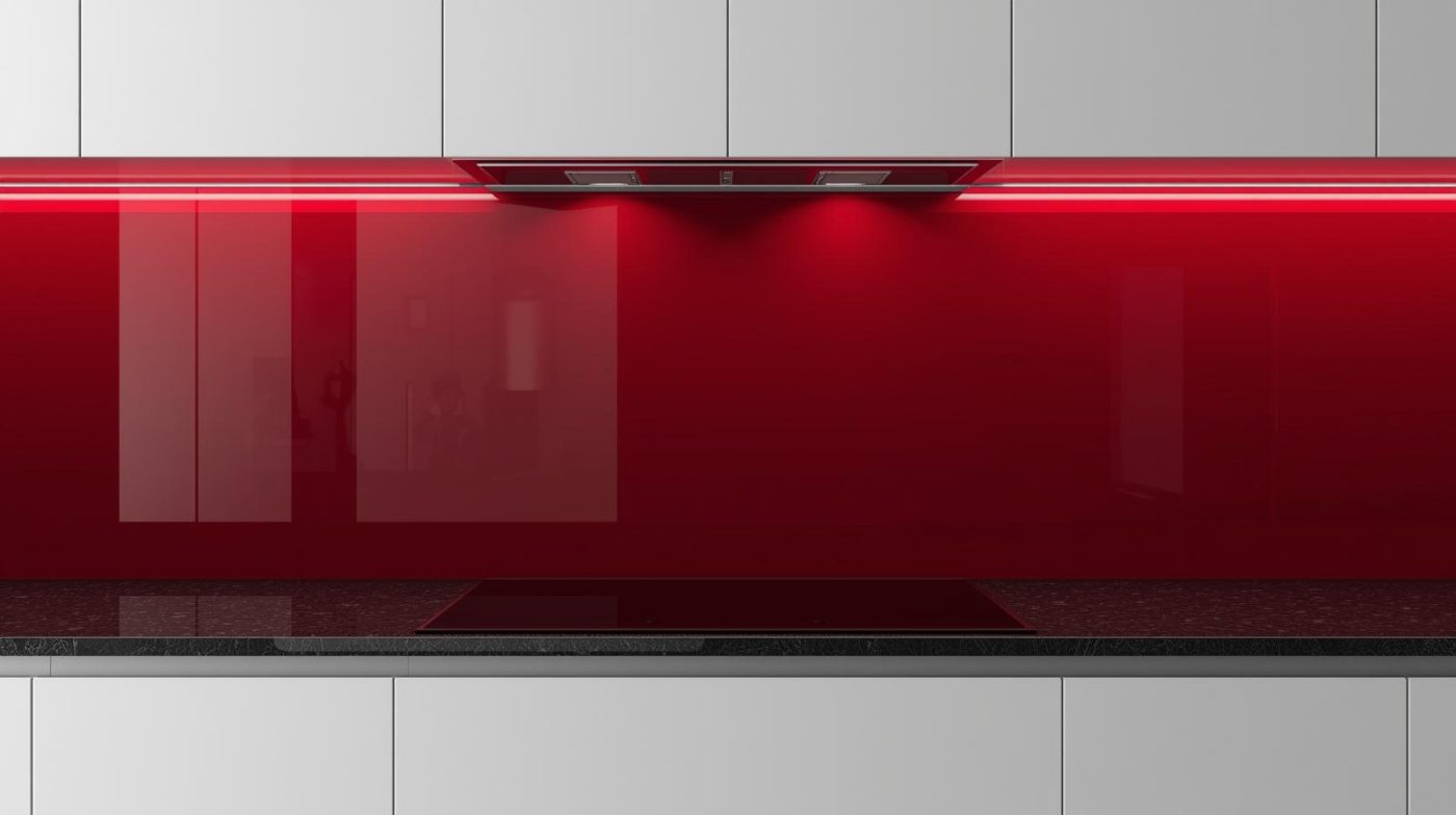 Kính Ốp Bếp Màu Đỏ Ruby 10 Kính ốp bếp đỏ ruby