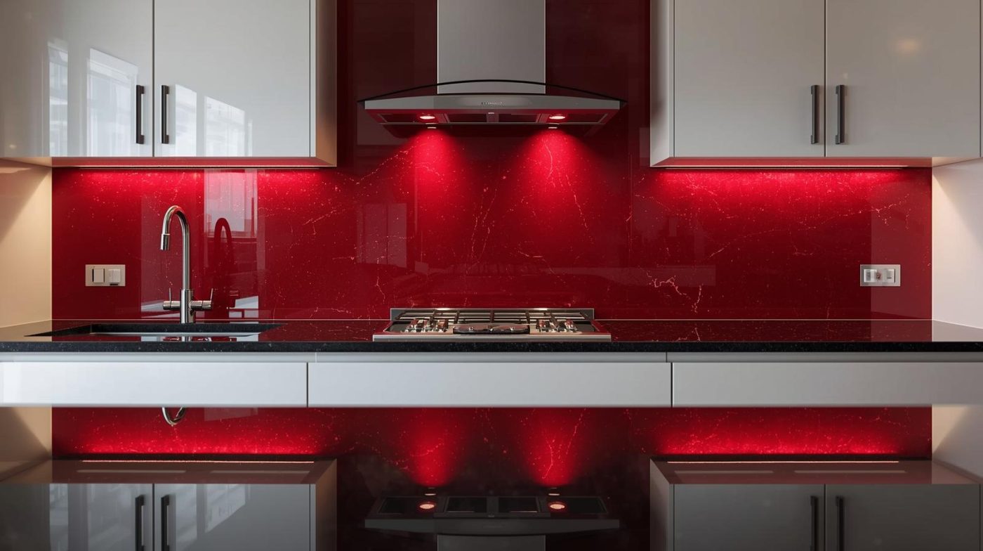 Kính Ốp Bếp Màu Đỏ Ruby 7 Kính ốp bếp màu đỏ ruby