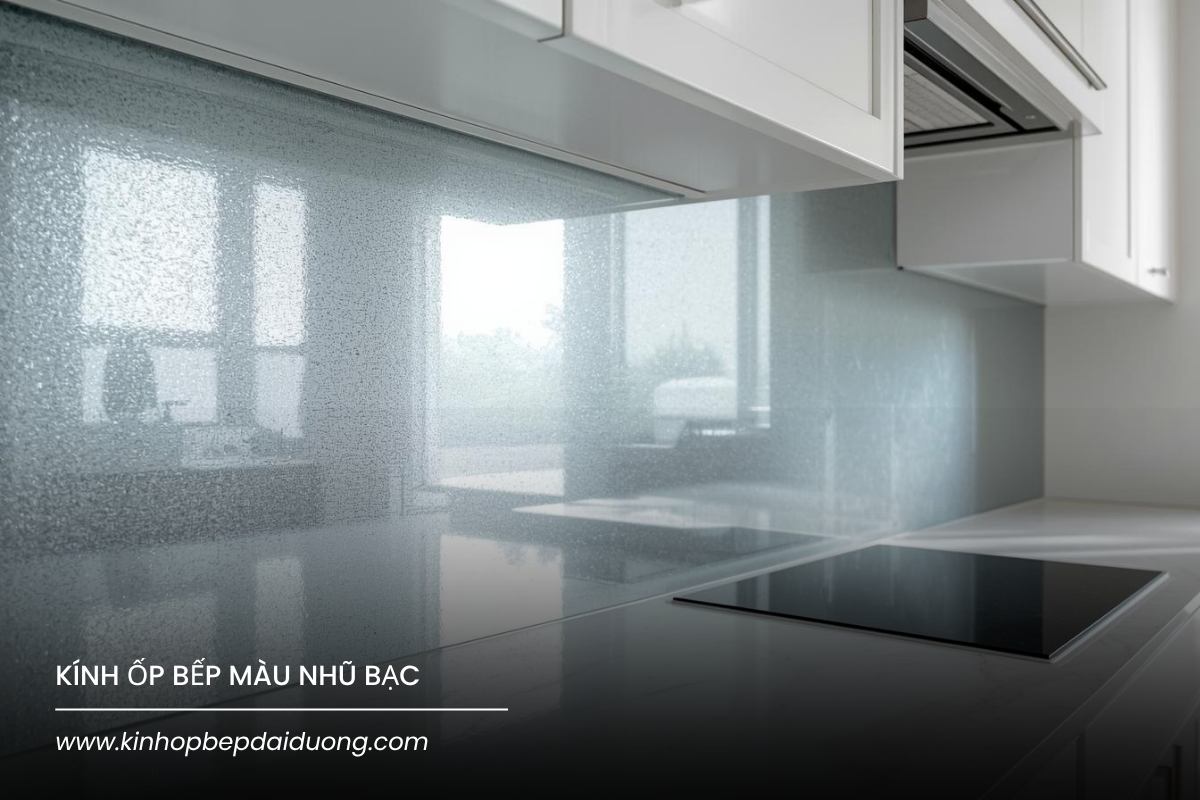 Kính Ốp Bếp Màu Nhũ Bạc