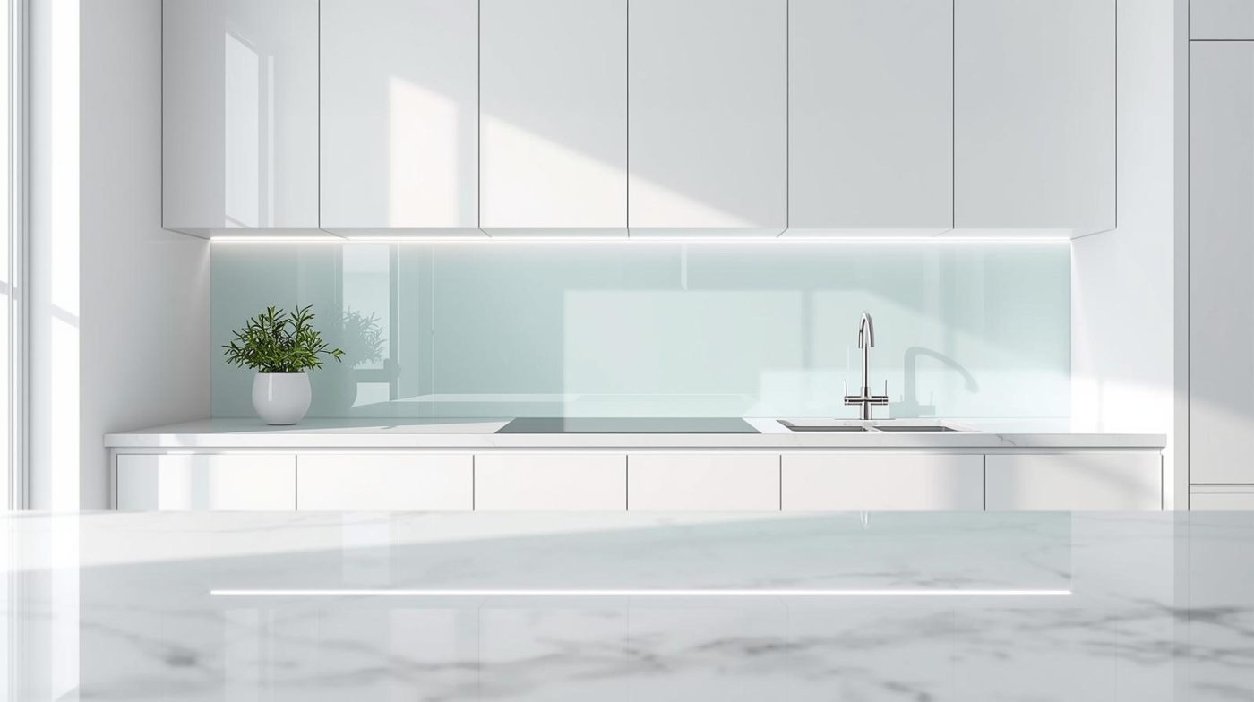 Kính Ốp Bếp Màu Trắng Xanh 8 kính ốp bếp màu trắng xanh