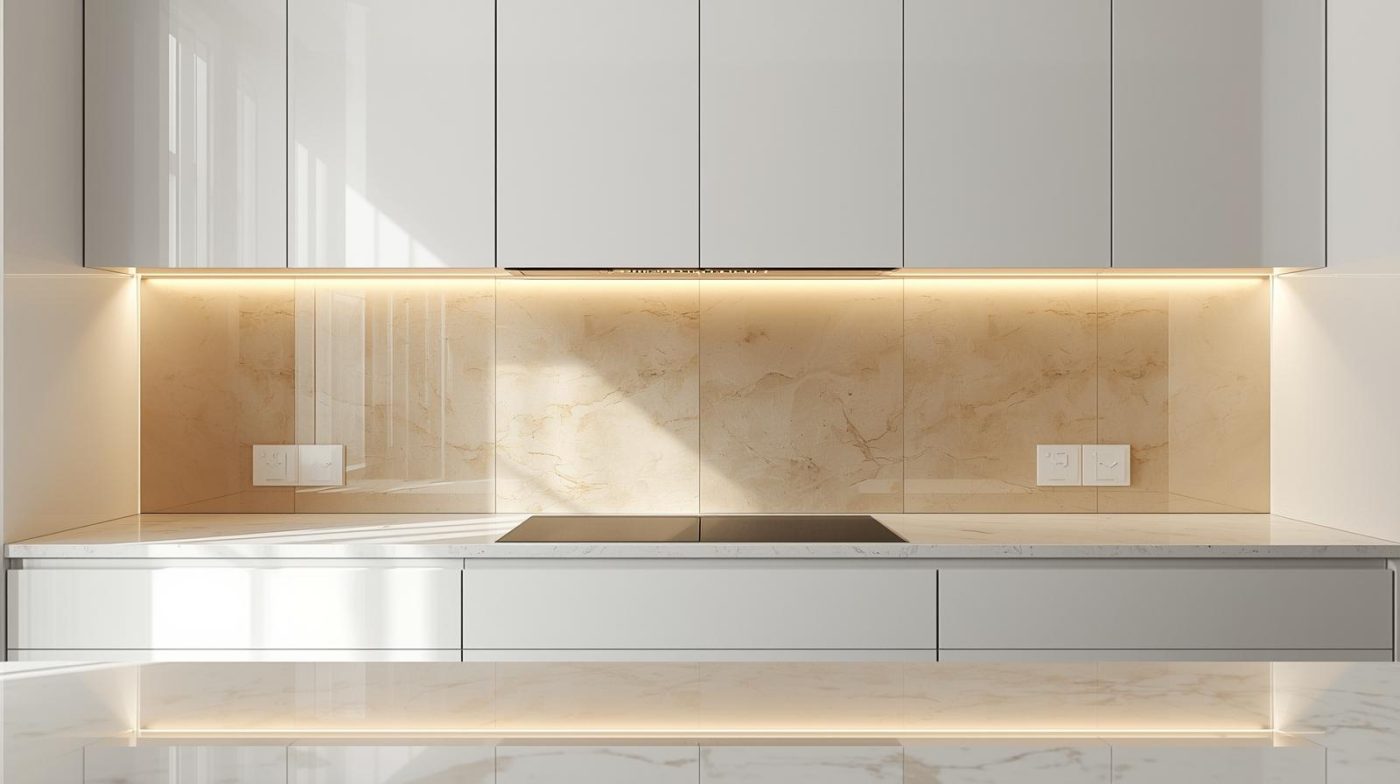 Kính Ốp Bếp Màu Vàng Be 9 Kính ốp bếp màu vàng be