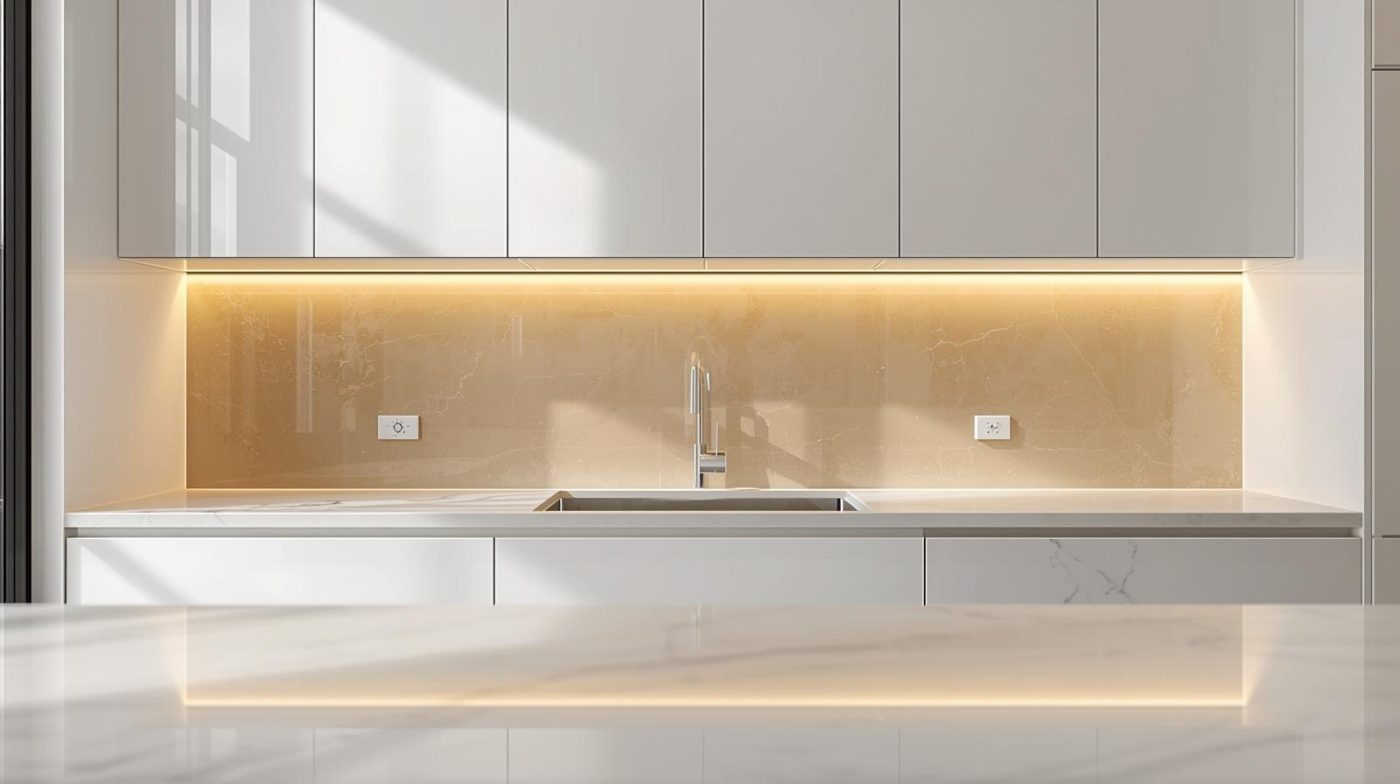Kính Ốp Bếp Màu Vàng Be 8 Kính ốp bếp màu vàng be