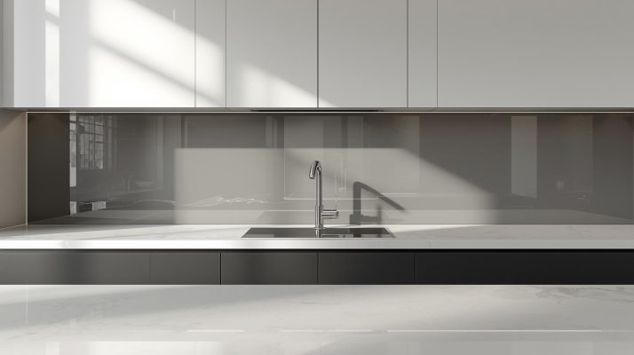 kính ốp bếp màu xám
