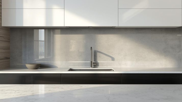 Kính ốp bếp màu xám