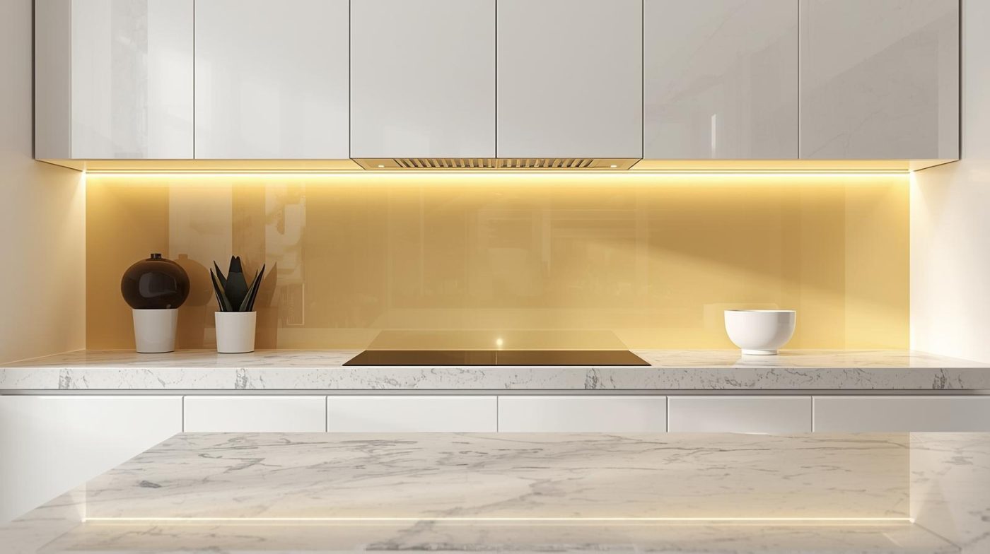 Kính Ốp Bếp Màu Vàng Thư 7 Kính ốp bếp màu vàng thư