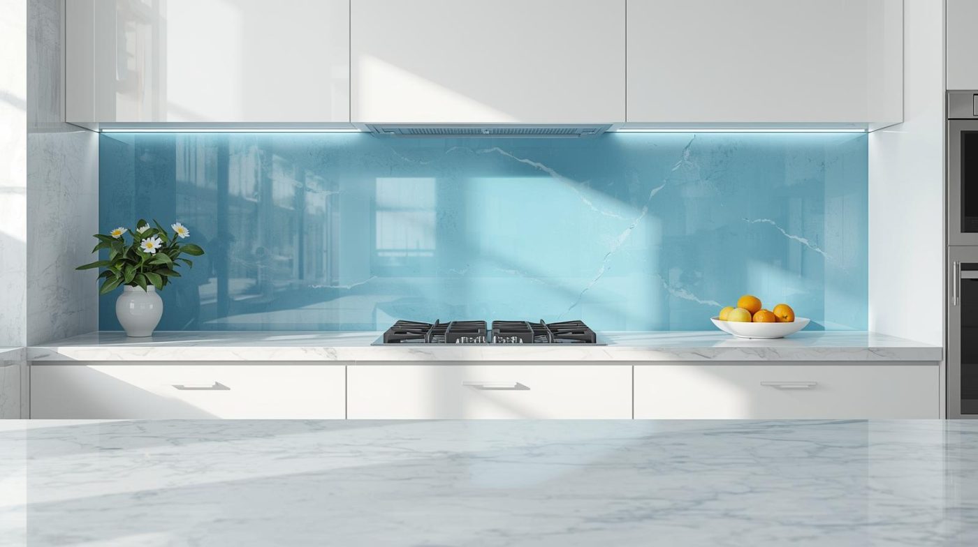 Kính Ốp Bếp Màu Xanh Dương 7 Kính ốp bếp màu xanh dương