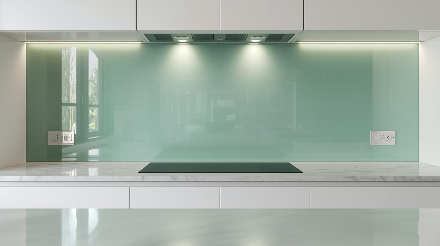 Kính Ốp Bếp Màu Xanh Ngọc 9 Kính ốp bếp màu xanh ngọc