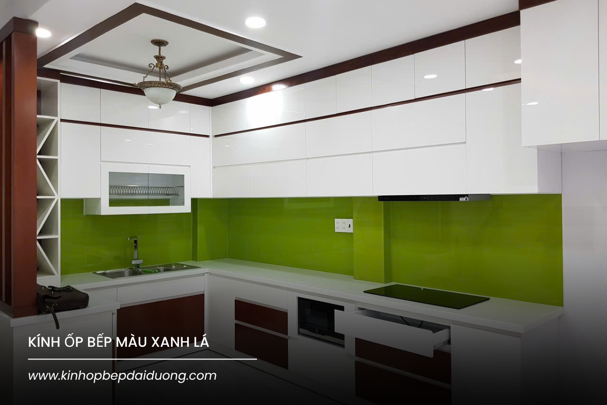 Kính Ốp Bếp Màu Xanh Lá