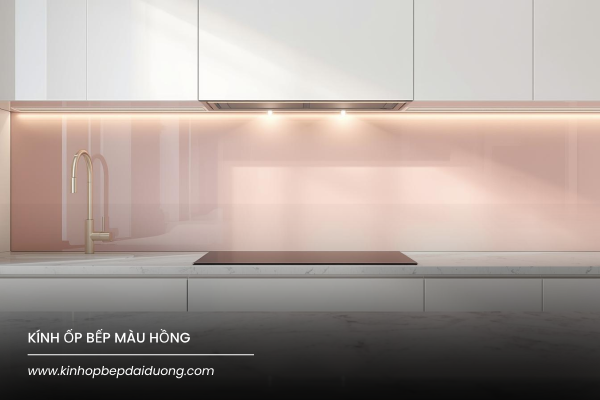 Kính Ốp Bếp Màu Hồng