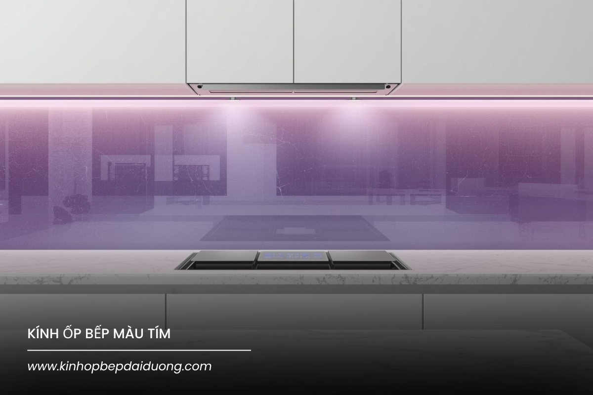 Kính ốp bếp màu tím