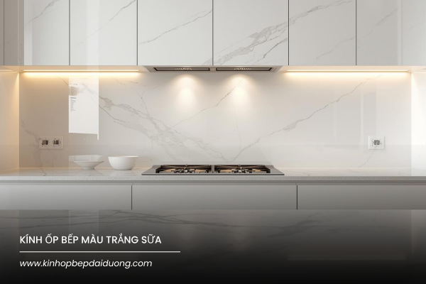 Kính Ốp Bếp Màu Trắng Sữa