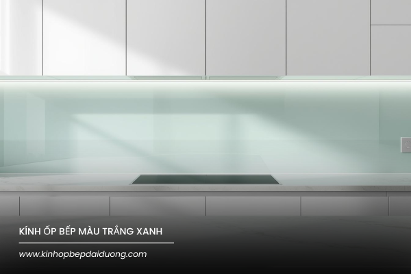 Kính Ốp Bếp Màu Trắng Xanh