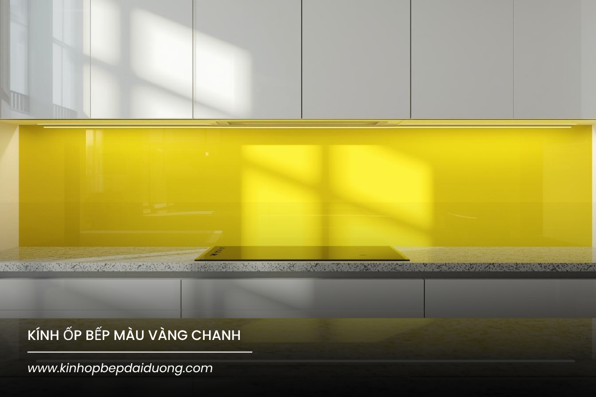 Kính Ốp Bếp Màu Vàng Chanh
