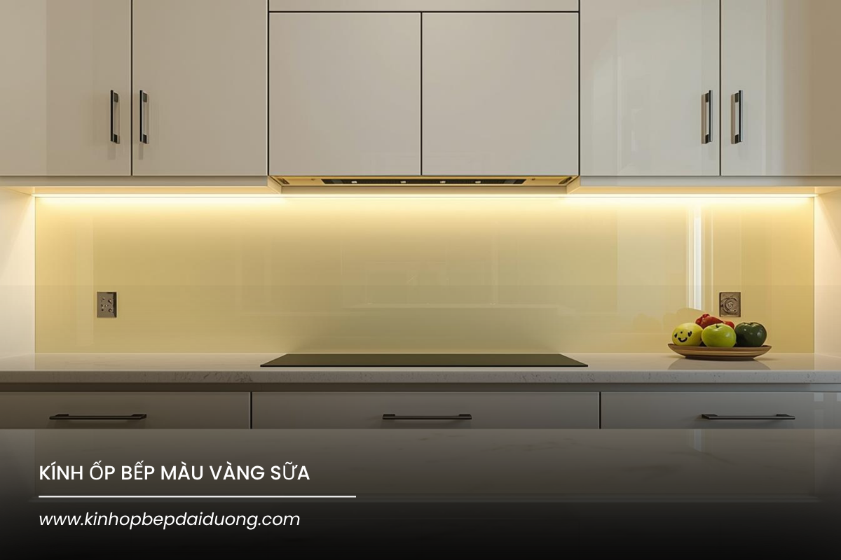 Kính Ốp Bếp Màu Vàng Sữa