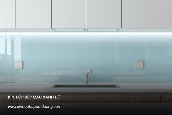 Kính Ốp Bếp Màu Xanh Lơ