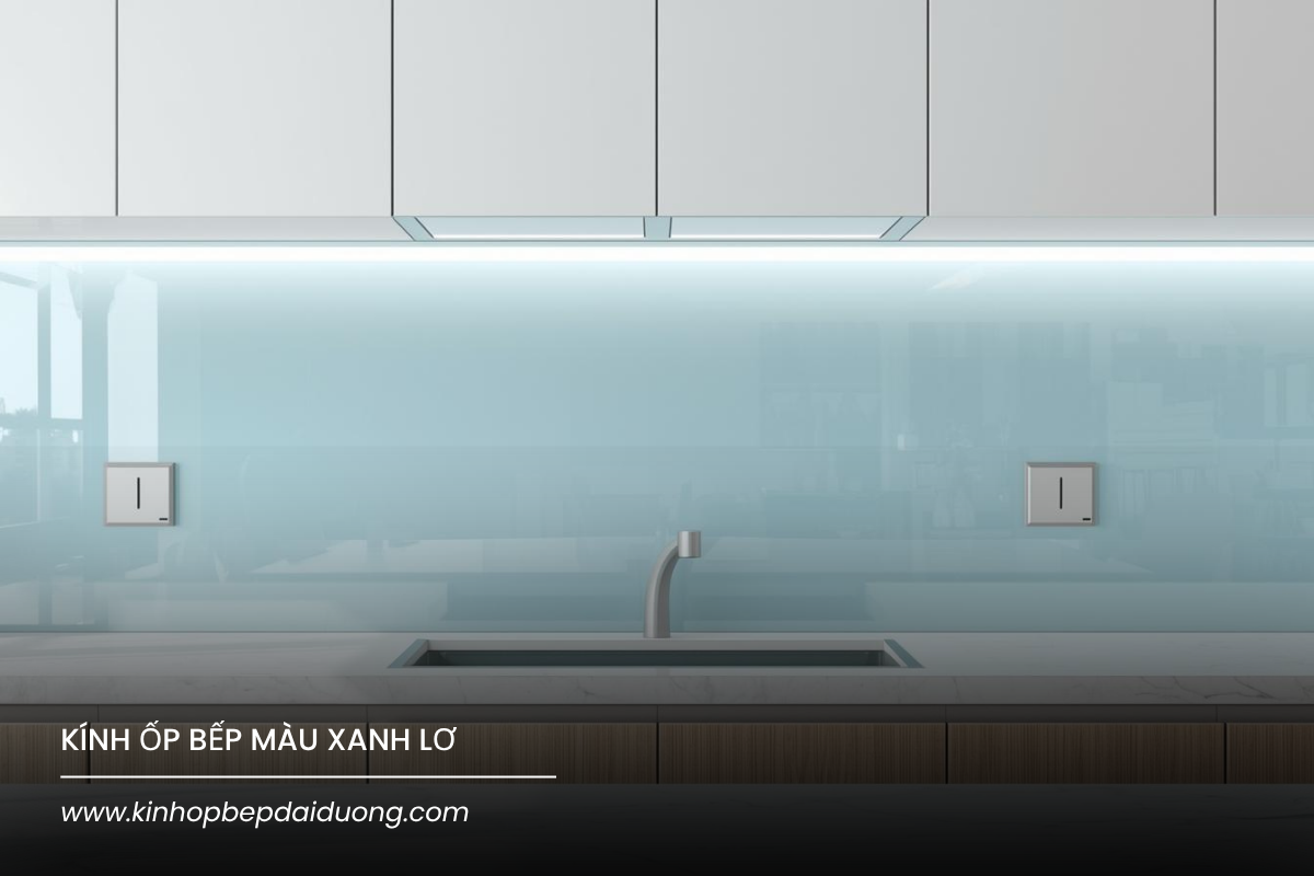 Kính Ốp Bếp Màu Xanh Lơ
