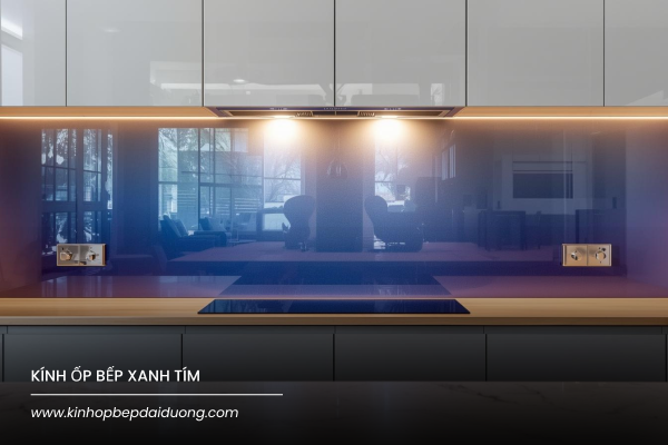 Kính Ốp Bếp Màu Xanh Tím