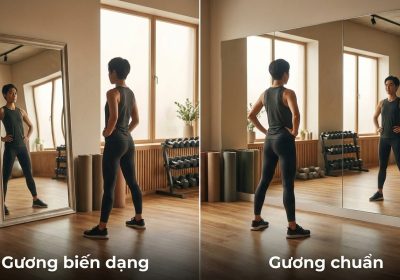 so sanh hinh anh phan chieu bi bien dang va phan chieu chuan khi lap guong trong phong gym